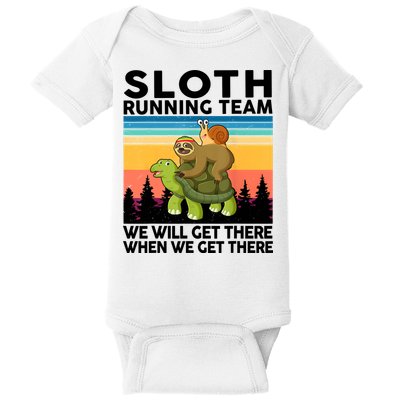 Sloth Running Team Women Men Gift Funny Running Baby Bodysuit