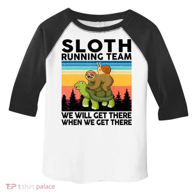 Sloth Running Team Women Men Gift Funny Running Toddler Fine Jersey T-Shirt