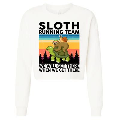 Sloth Running Team Women Men Gift Funny Running Cropped Pullover Crew