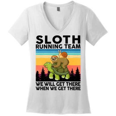 Sloth Running Team Women Men Gift Funny Running Women's V-Neck T-Shirt