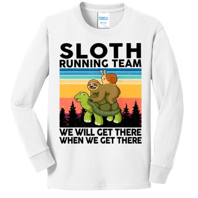 Sloth Running Team Women Men Gift Funny Running Kids Long Sleeve Shirt