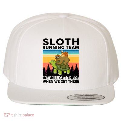 Sloth Running Team Women Men Gift Funny Running Wool Snapback Cap