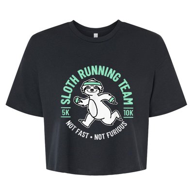 Sloth Running Team Not Fast Not Furious Bella+Canvas Jersey Crop Tee