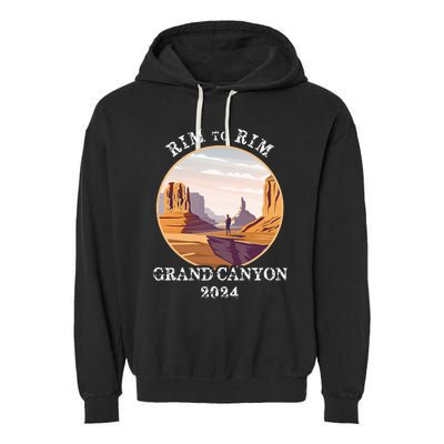 South Rim To North Rim Grand Canyon National Park Hiking Garment-Dyed Fleece Hoodie