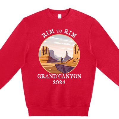 South Rim To North Rim Grand Canyon National Park Hiking Premium Crewneck Sweatshirt