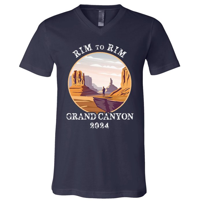 South Rim To North Rim Grand Canyon National Park Hiking V-Neck T-Shirt