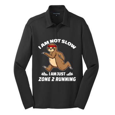 Sloth Running Team Slow Runner Im Just Zone 2 Running Gift Silk Touch Performance Long Sleeve Polo