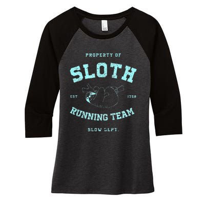 Sloth Running Team Athletic Slow Department Women's Tri-Blend 3/4-Sleeve Raglan Shirt