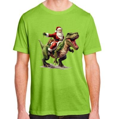 Santa Riding Trex Christmas Trex Funny Christmas Trex Gift Adult ChromaSoft Performance T-Shirt