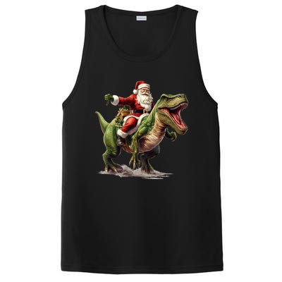 Santa Riding Trex Christmas Trex Funny Christmas Trex Gift PosiCharge Competitor Tank