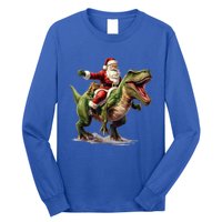 Santa Riding Trex Christmas Trex Funny Christmas Trex Gift Long Sleeve Shirt