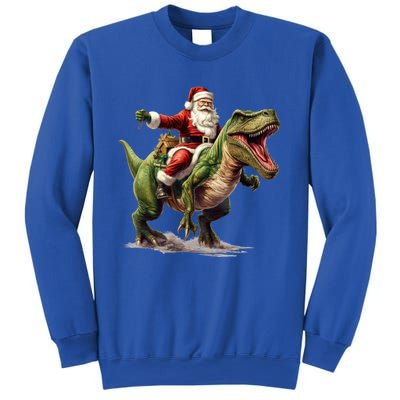 Santa Riding Trex Christmas Trex Funny Christmas Trex Gift Sweatshirt