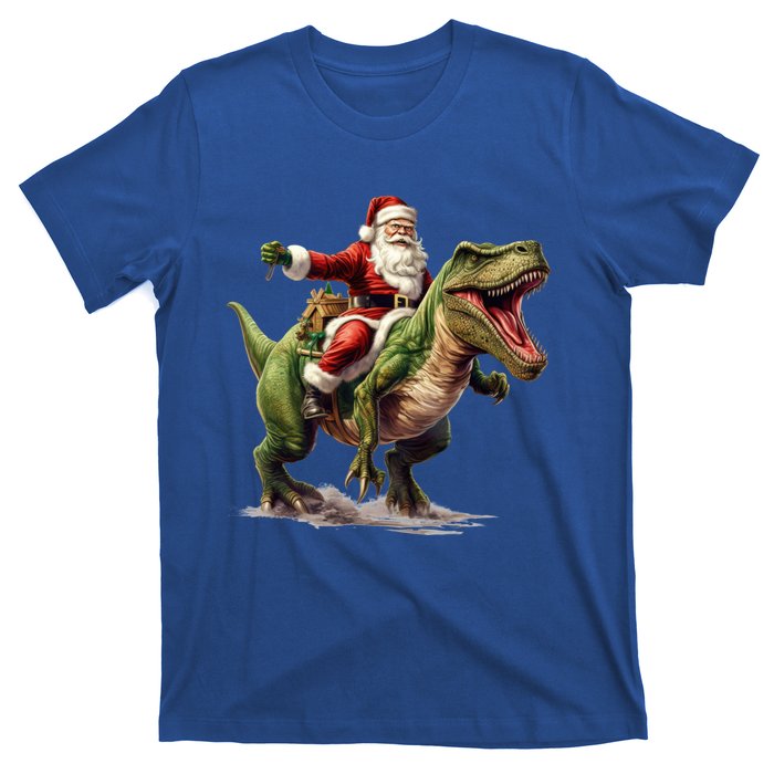 Santa Riding Trex Christmas Trex Funny Christmas Trex Gift T-Shirt