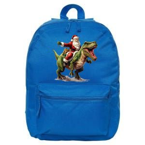 Santa Riding Trex Christmas Trex Funny Christmas Trex Gift 16 in Basic Backpack