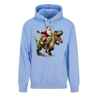 Santa Riding Trex Christmas Trex Funny Christmas Trex Gift Unisex Surf Hoodie