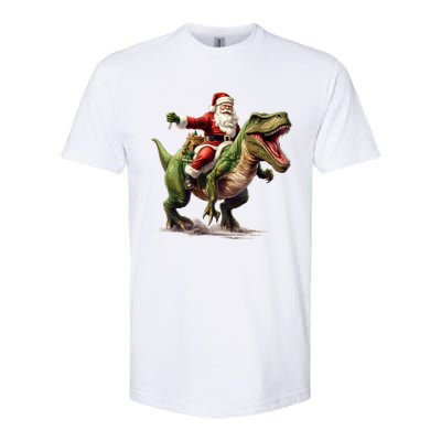 Santa Riding Trex Christmas Trex Funny Christmas Trex Gift Softstyle CVC T-Shirt