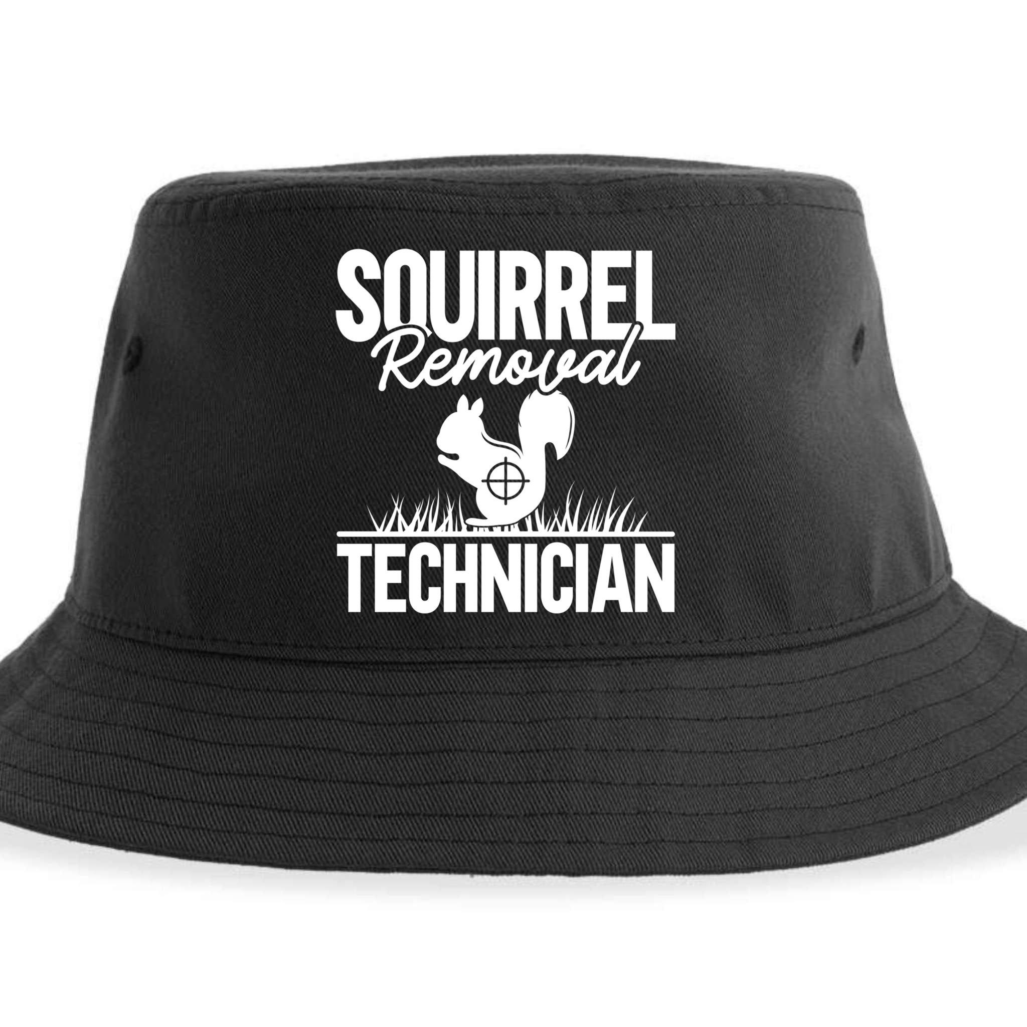 Squirrel Removal Technician Funny Squirrel Hunting Gift Sustainable Bucket Hat