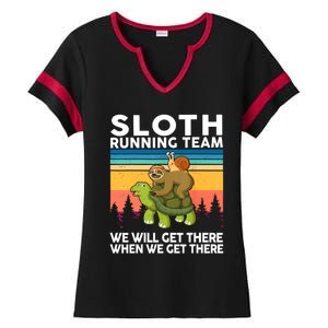 Sloth Running Team Women Men Gift Funny Running Ladies Halftime Notch Neck Tee