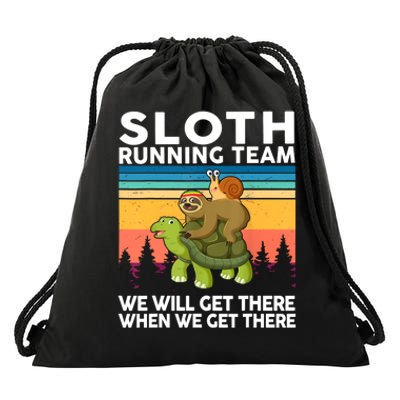 Sloth Running Team Women Men Gift Funny Running Drawstring Bag