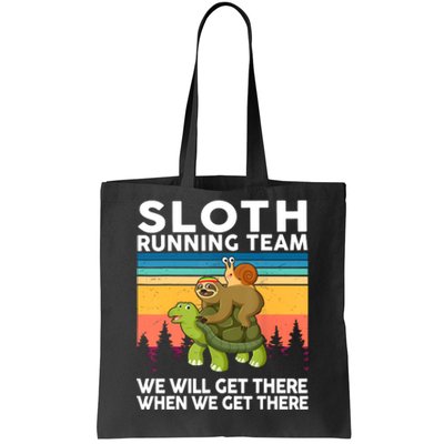 Sloth Running Team Women Men Gift Funny Running Tote Bag