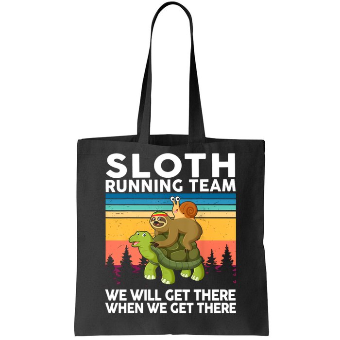 Sloth Running Team Women Men Gift Funny Running Tote Bag