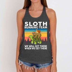 Sloth Running Team Women Men Gift Funny Running Women's Knotted Racerback Tank