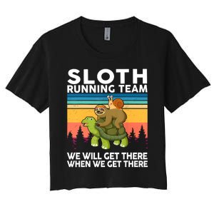 Sloth Running Team Women Men Gift Funny Running Women's Crop Top Tee