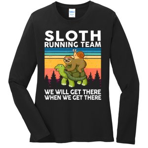 Sloth Running Team Women Men Gift Funny Running Ladies Long Sleeve Shirt