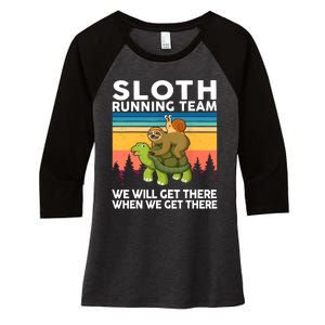 Sloth Running Team Women Men Gift Funny Running Women's Tri-Blend 3/4-Sleeve Raglan Shirt