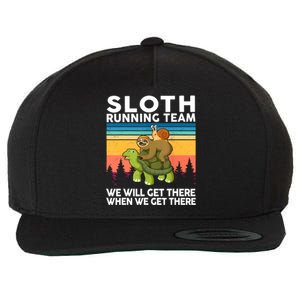 Sloth Running Team Women Men Gift Funny Running Wool Snapback Cap