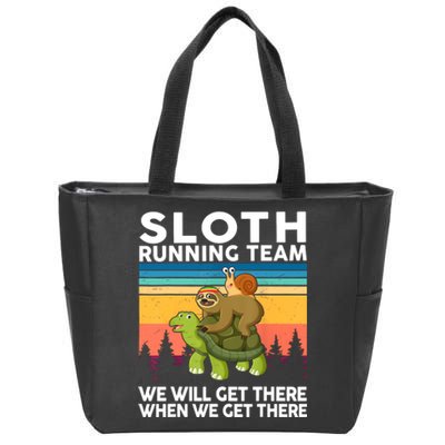 Sloth Running Team Women Men Gift Funny Running Zip Tote Bag