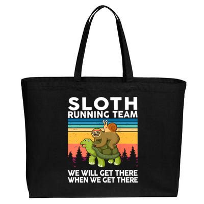 Sloth Running Team Women Men Gift Funny Running Cotton Canvas Jumbo Tote