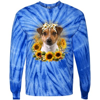 Sunflower Rat Terrier Dog Mothers Day Gift Tie-Dye Long Sleeve Shirt