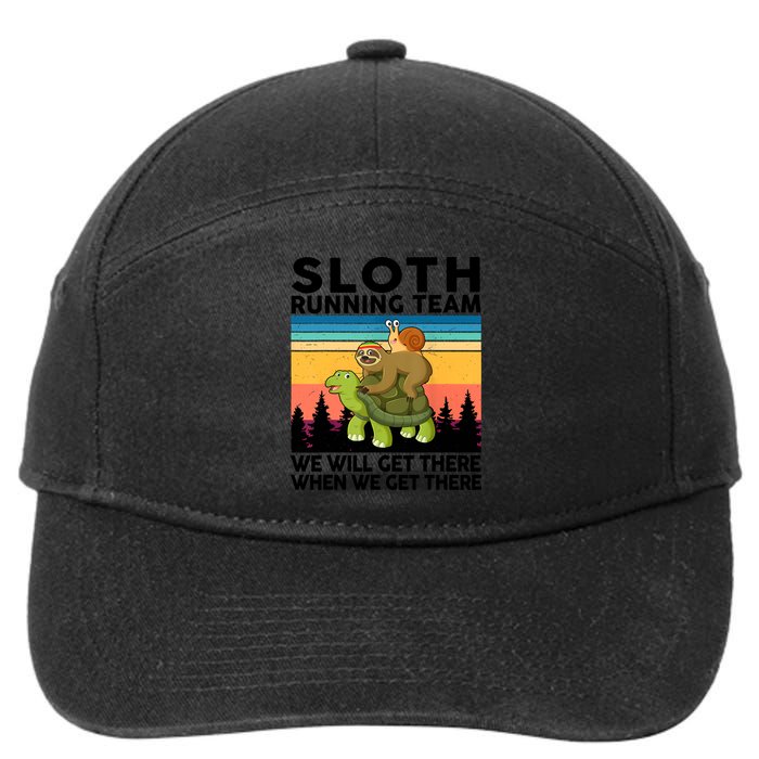 Sloth Running Team Women Men Gift Funny Running 7-Panel Snapback Hat