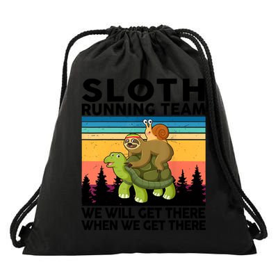 Sloth Running Team Women Men Gift Funny Running Drawstring Bag