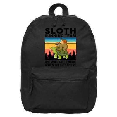 Sloth Running Team Women Men Gift Funny Running 16 in Basic Backpack