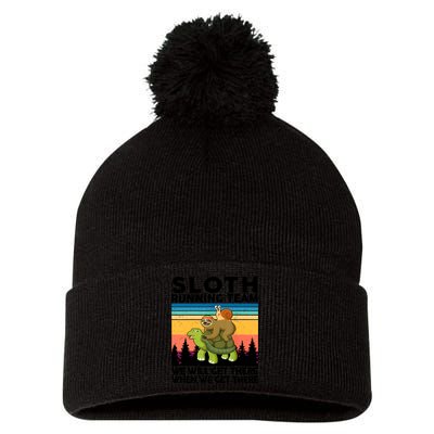 Sloth Running Team Women Men Gift Funny Running Pom Pom 12in Knit Beanie