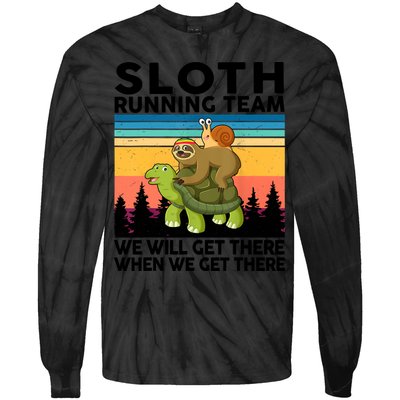 Sloth Running Team Women Men Gift Funny Running Tie-Dye Long Sleeve Shirt