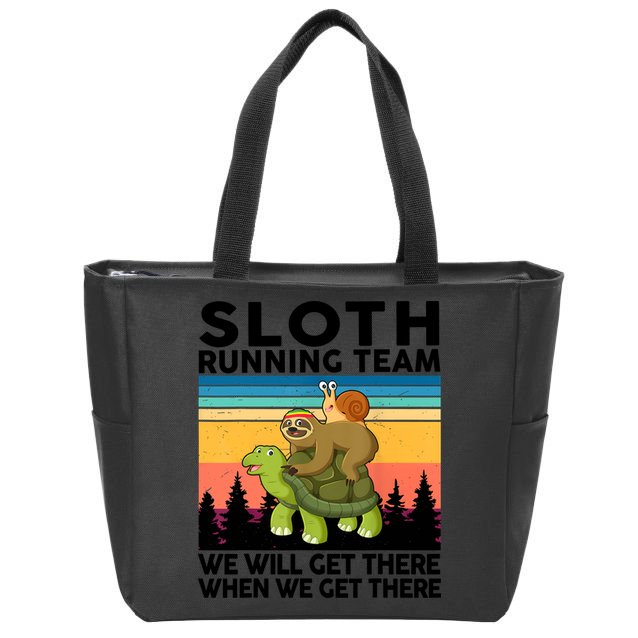 Sloth Running Team Women Men Gift Funny Running Zip Tote Bag