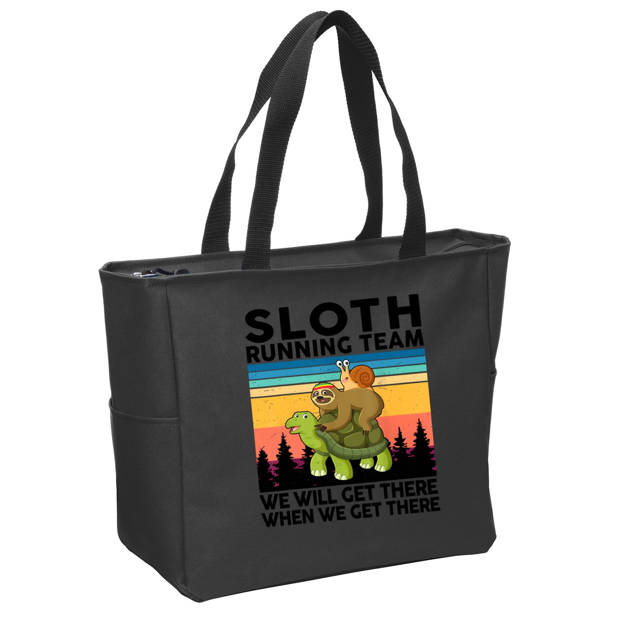 Sloth Running Team Women Men Gift Funny Running Zip Tote Bag