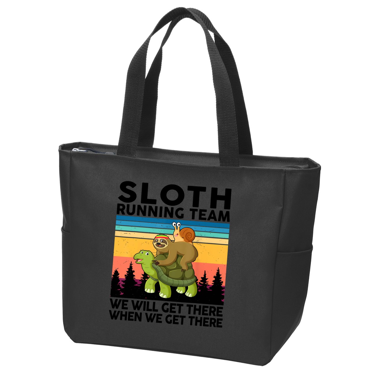 Sloth Running Team Women Men Gift Funny Running Zip Tote Bag