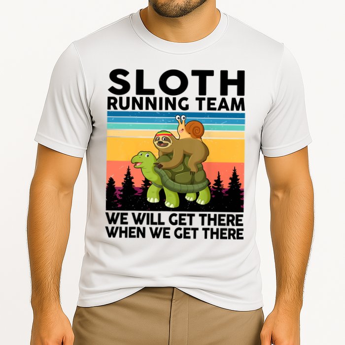 Sloth Running Team Women Men Gift Funny Running Cooling Performance Crew T-Shirt