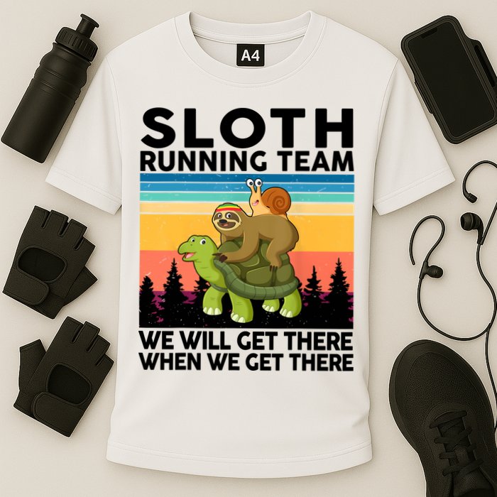 Sloth Running Team Women Men Gift Funny Running Cooling Performance Crew T-Shirt