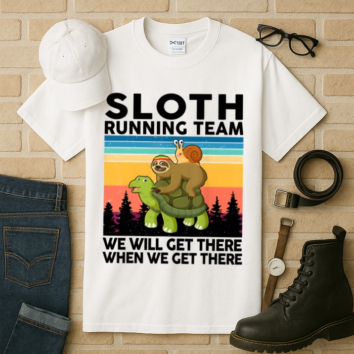 Sloth Running Team Women Men Gift Funny Running Tall T-Shirt