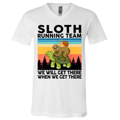 Sloth Running Team Women Men Gift Funny Running V-Neck T-Shirt
