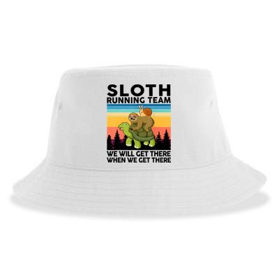 Sloth Running Team Women Men Gift Funny Running Sustainable Bucket Hat