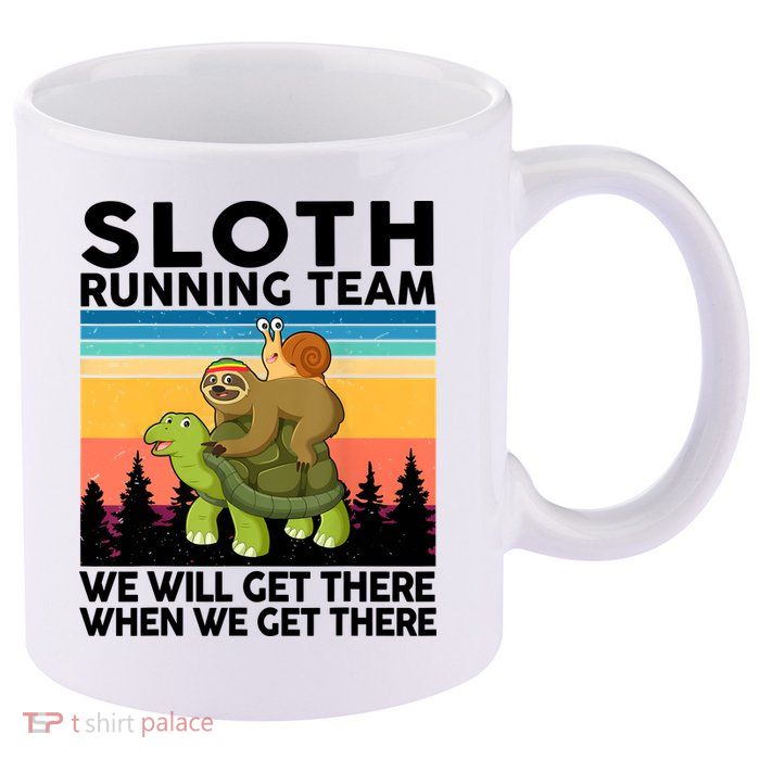 Sloth Running Team Women Men Gift Funny Running 11oz C Handle Ceramic Mug