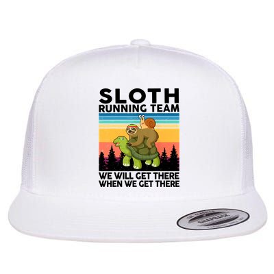 Sloth Running Team Women Men Gift Funny Running Flatbill Hat