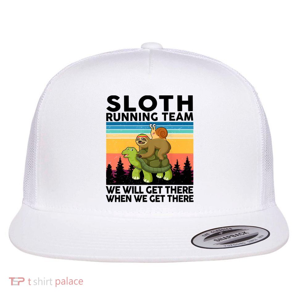 Sloth Running Team Women Men Gift Funny Running Flatbill Hat
