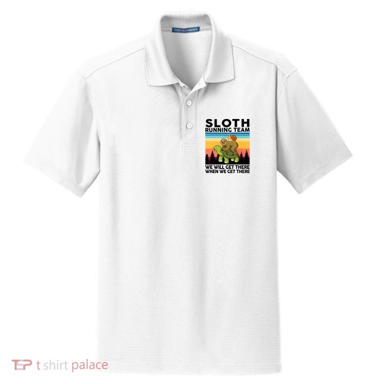 Sloth Running Team Women Men Gift Funny Running Dry Zone Grid Polo